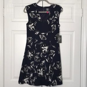 Vince Camuto Floral V-Neck Fit and Flare Dress